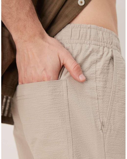 SELECTED Natural Straight Fit Seersucker Trousers for men