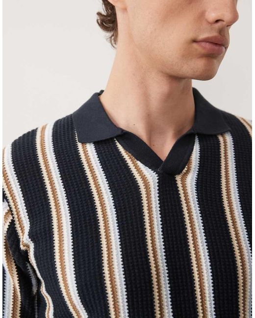 Blend Black 100% Cotton Knit Regular Fit Open Collar Polo for men