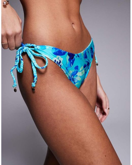 River Island Blue Reversible Orchid Bikini Brief