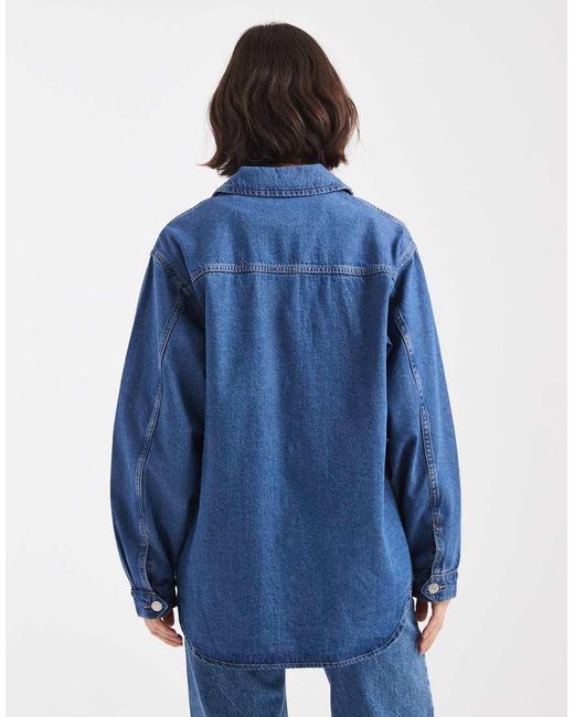 Vero Moda Blue Oversized Pocket Detail Denim Shirt