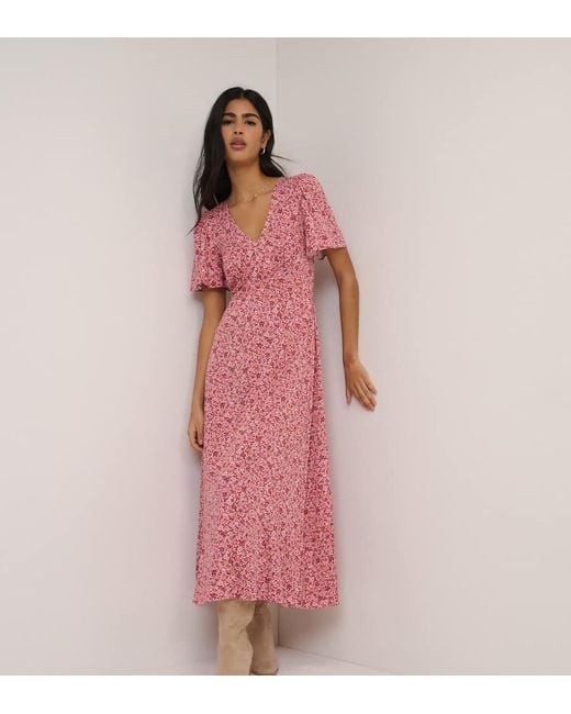 Nobody's Child Pink Floral Atlas Midi Dress