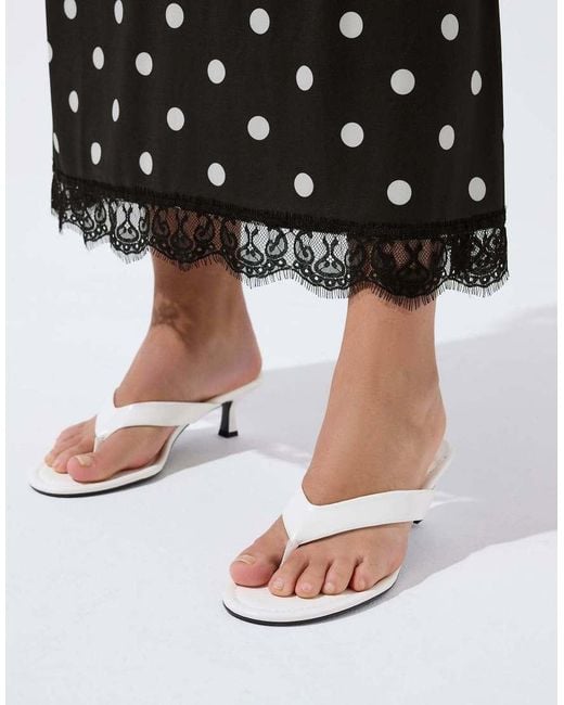 Yours Clothing White Polka Dot Lace Hem Skirt