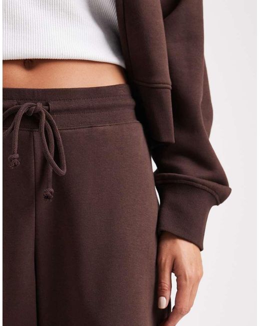 ASOS Oversized Joggingbroek Van Brushbackstof Met Wijde Ronde Pijpen En Siernaden in het Brown
