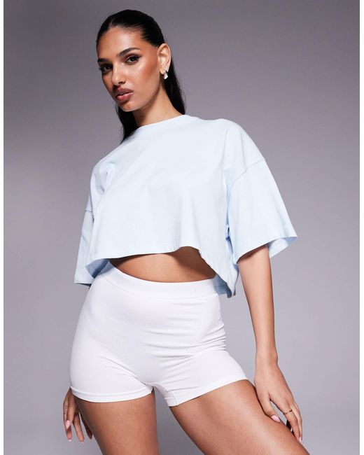 Icon - t-shirt crop top en coton épais à séchage rapide - clair 4505 en coloris White