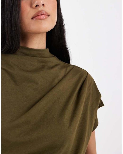 ASOS Green Twist Shoulder Drapey Top