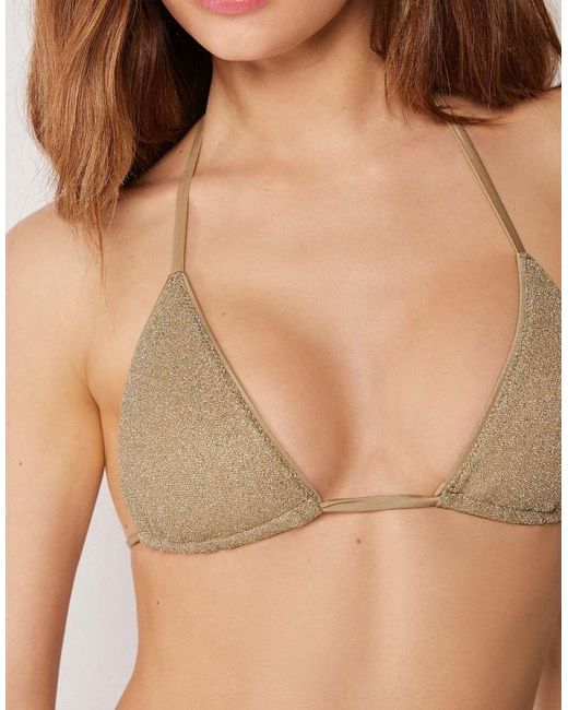 Calzedonia Natural Triangle Bikini Top Metallic Glow