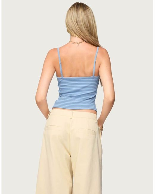 Edikted Blue Hemsley Striped Ribbed Tank Top