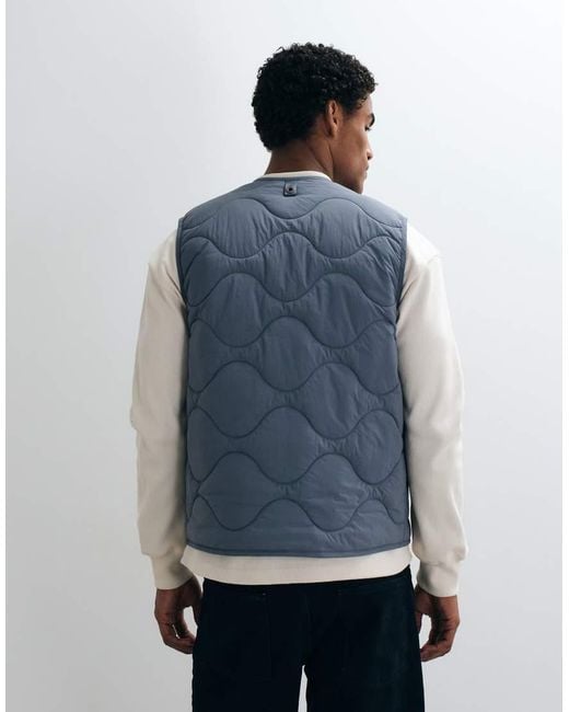 ARKET Blue Quilted Gilet With Zip Front for men