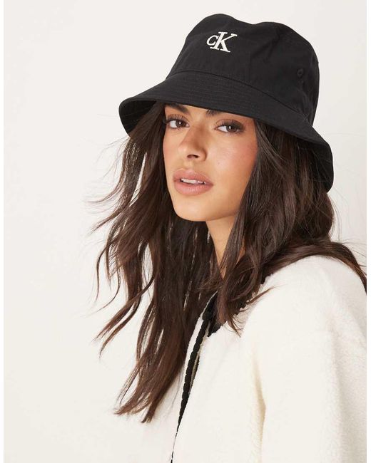 Calvin Klein Black Monogram Logo Bucket Hat