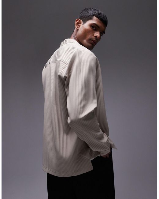 Topman – langärmliges plissee-hemd in Gray für Herren