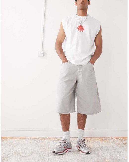 Reclaimed Vintage Gray Oversized Longline Denim Jort for men