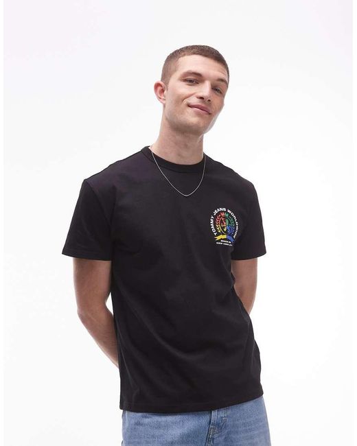 T-Shirt Nera Con Grafica Stampata Sul Retro Con Stemmi Colorati di Tommy Hilfiger in Black da Uomo