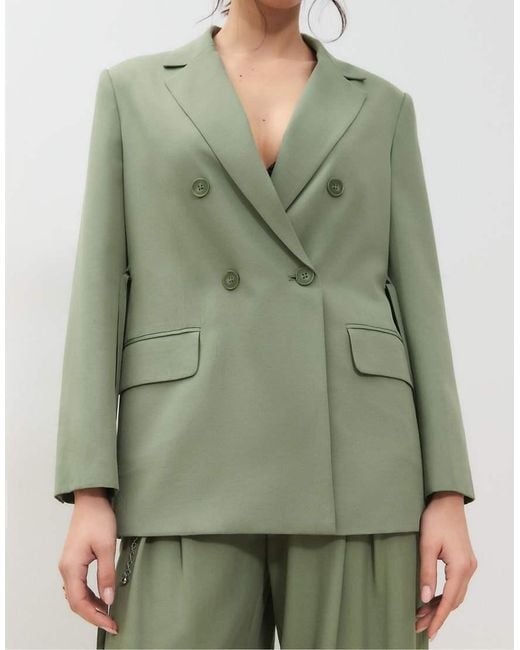 Stradivarius Green Belted Blazer