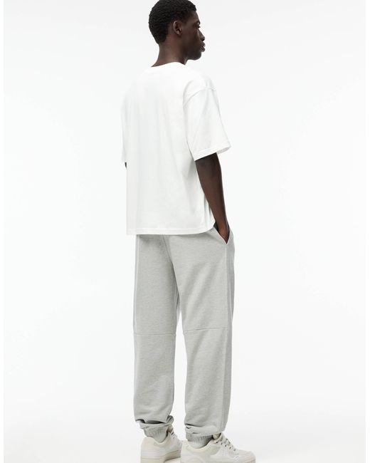 Pull&Bear White Basic Fleece Cuffed Joggers for men