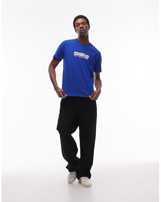 Camiseta Azul Luminoso Con Logo Grande De Tommy Hilfiger de hombre de color Blue