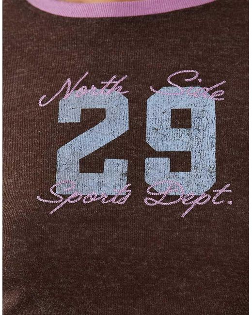 Cotton On Brown Long Sleeve Sporty Graphic Jersey Top