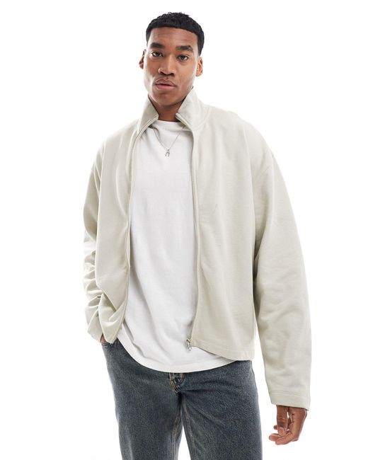 ASOS White Oversized Boxy Track Jersey Jacket for men