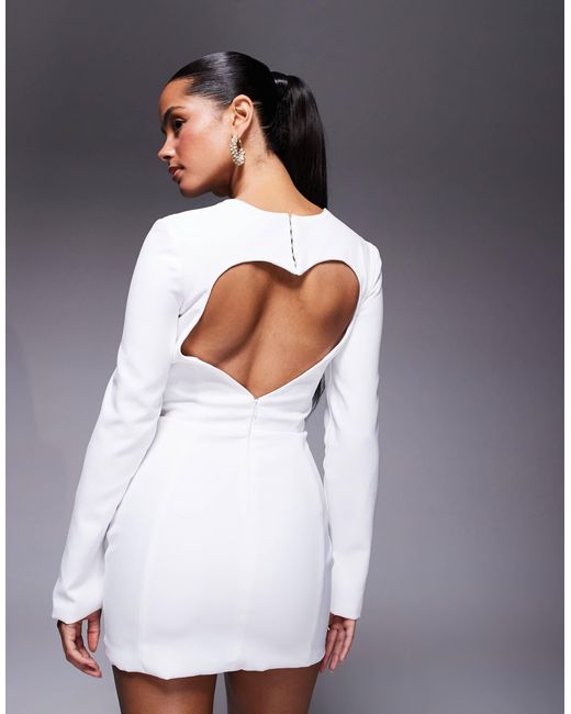 Oh Polly White Sweetheart Long Sleeve Mini Dress