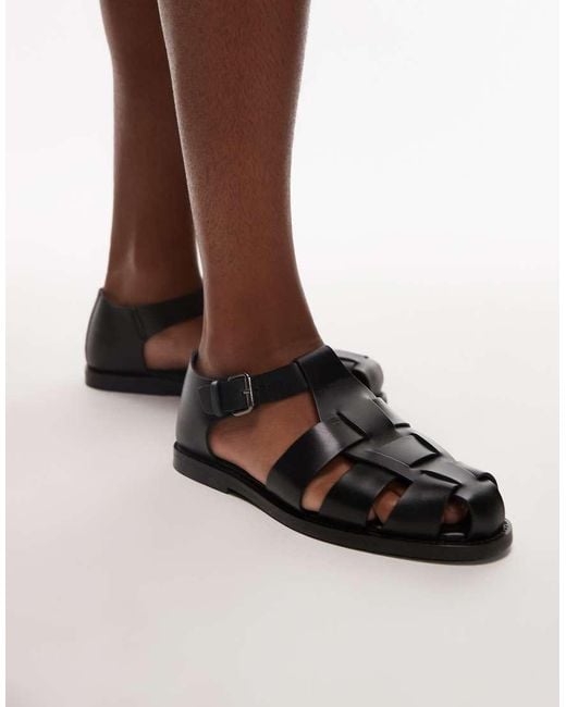 Mango Black Caged Sandals for men