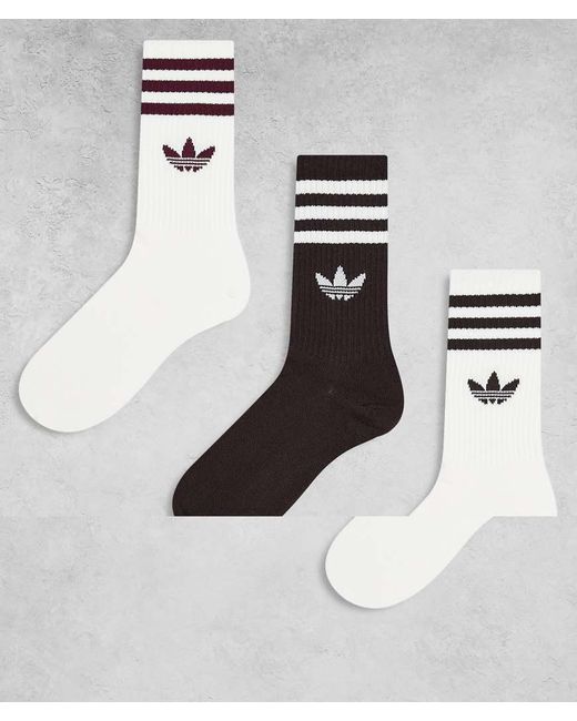 Adidas Originals White 3 Pack Crew Socks for men