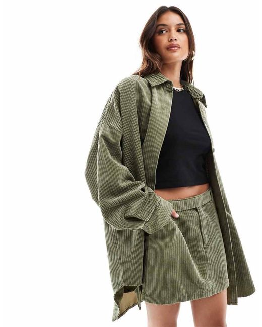 ASOS Micro Mini Rok Van Corduroy Met Riem in het Green