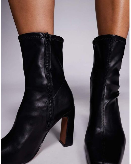 River Island Black Square Heel Stretch Boot