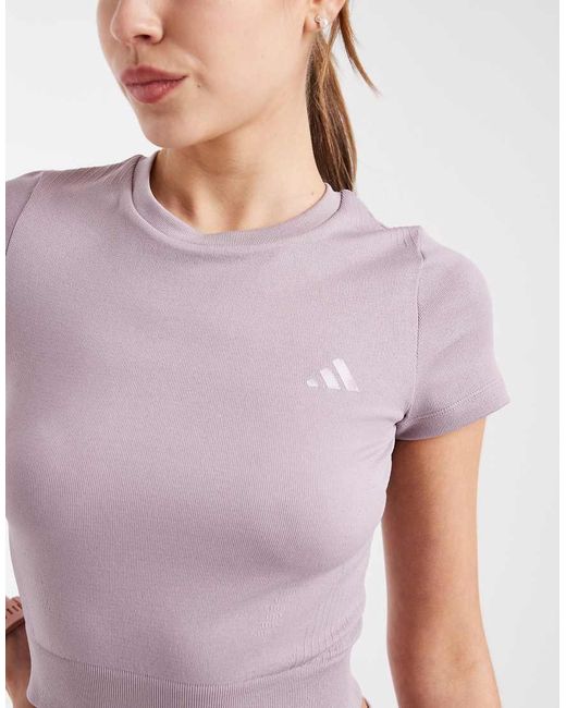 Adidas Originals Purple Workout Essentials Knit Baby Tee