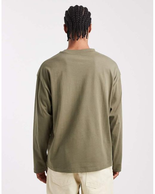 ASOS Green Essentials Oversized Long Sleeve T-Shirt for men
