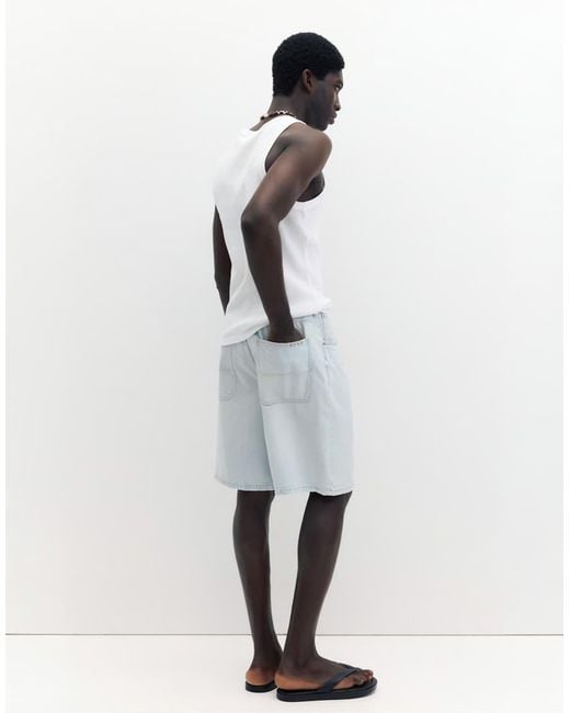 Pull&Bear White Stwd Waffle Tank Top for men
