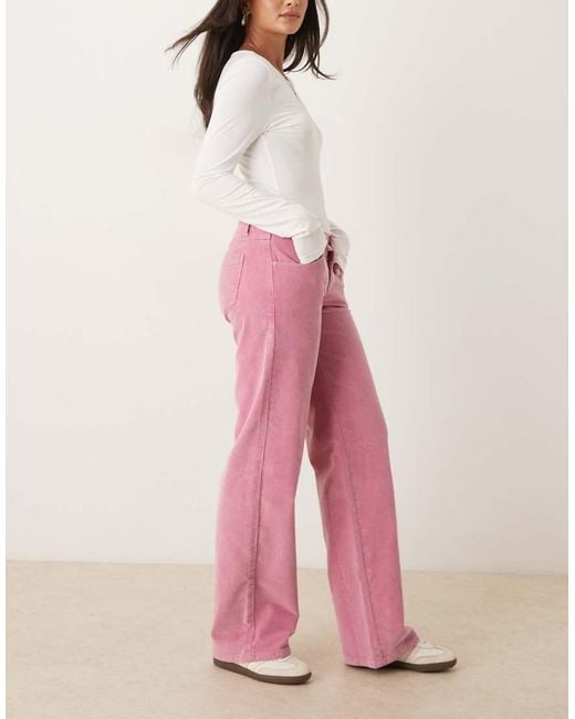 Cotton On Pink Low Rise Straight Cord Pant