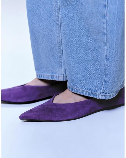 ASOS Blue Lari Premium Pointed Ballets