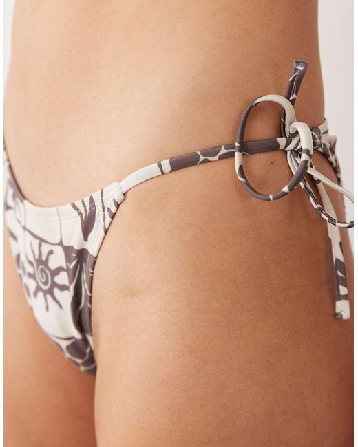 ASOS Brown Lea Rio Tie Side Ruched Bum Bikini Bottom