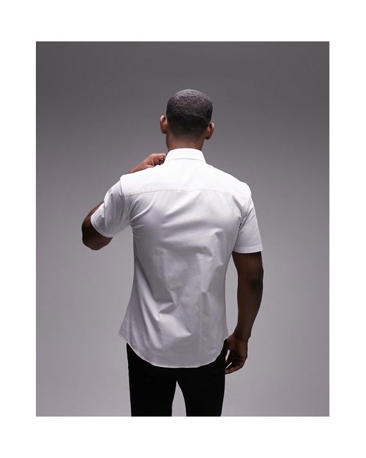 Topman Gray Short Sleeve Formal Slim Stretch Fit Shirt for men