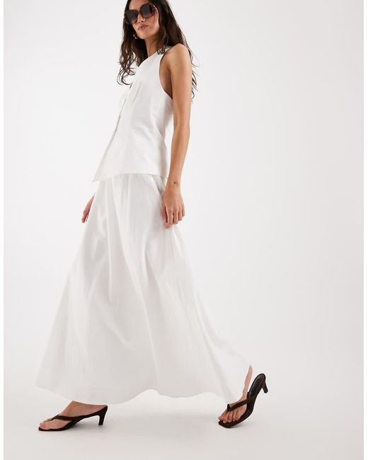 4th & Reckless White Cotton Floaty Maxi Skirt