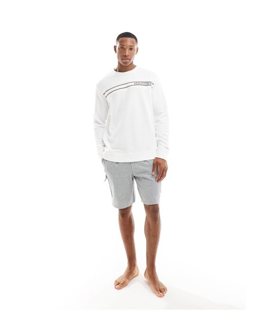 Tommy Hilfiger White Monotype Stripe Lounge Sweatshirt for men