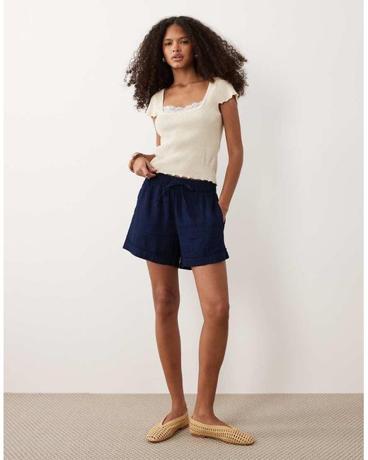 Miss Selfridge Multicolor Knitted Peplum Top With Lace Trim