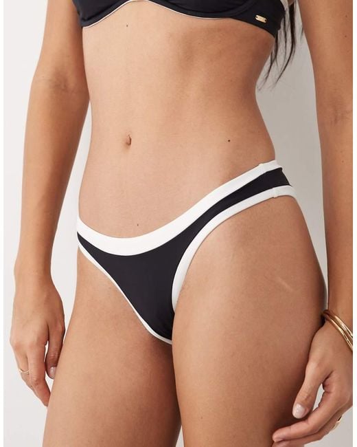 Tala Black Contrast Mid Rise Bikini Bottoms