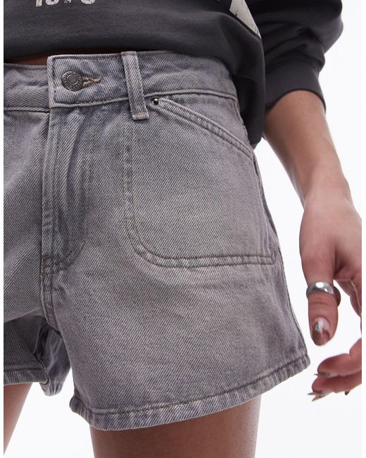 TOPSHOP Gray – kurze jeansshorts mit waschung