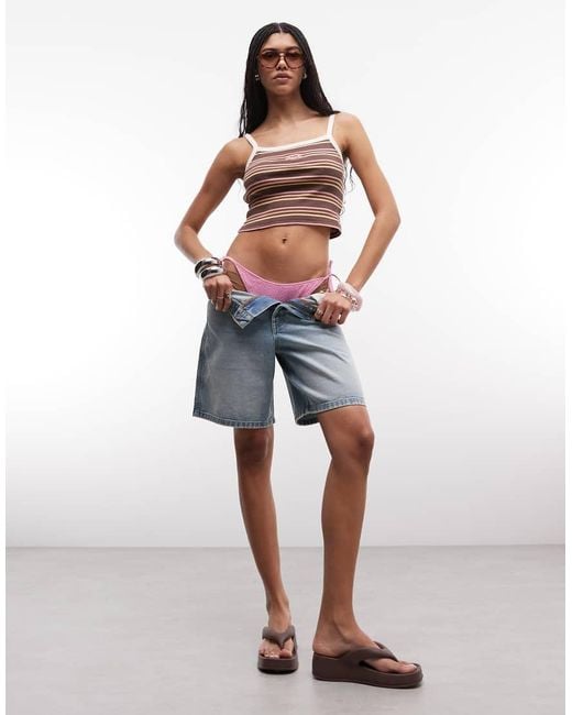 Roxy Brown Stripe Cami Beach Top