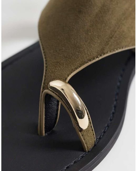 Threadbare Green Faux Suede Flat Sandals With Toe Post