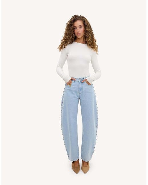 Loavies Blue Chasing Cider Skies Balloon Jeans With Studs