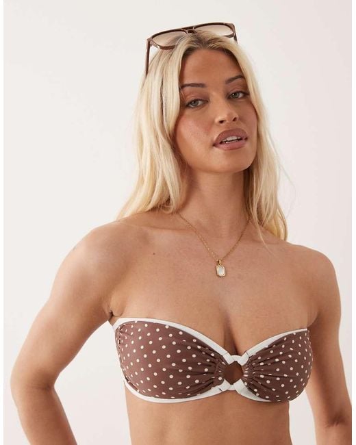 Peek & Beau Natural Bandeau Bikini Top With Contrast Trim