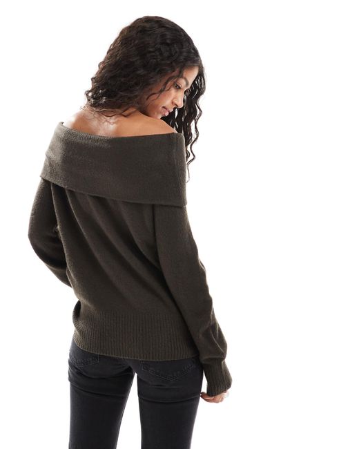 Pull à épaules dénudées - chocolat Threadbare en coloris Black