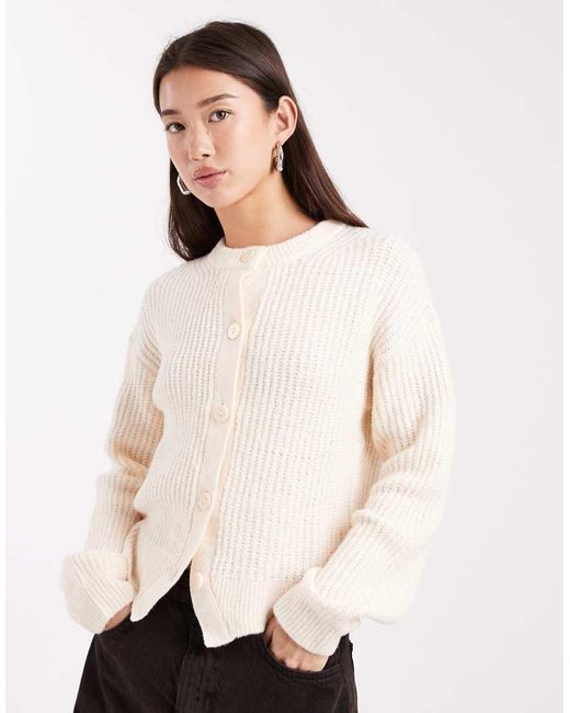 Miss Selfridge Natural Chunky Rib Crew Neck Cardigan