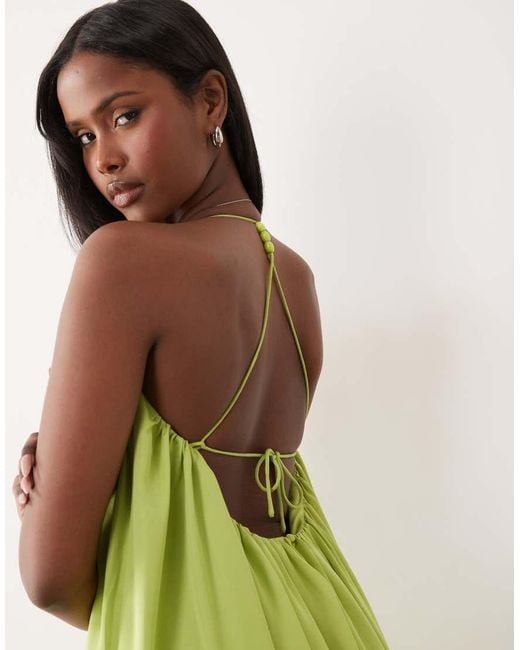 ASOS Green Trapeze Scoop Neck Maxi Dress With Beaded Back Detail