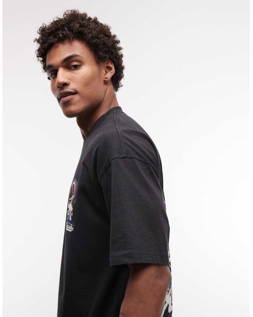 AllSaints Black Snakepit Graphic Logo T-shirt With Back Print for men