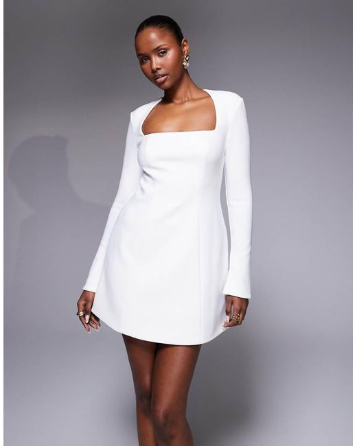Forever New Gray Structured Mini Dress