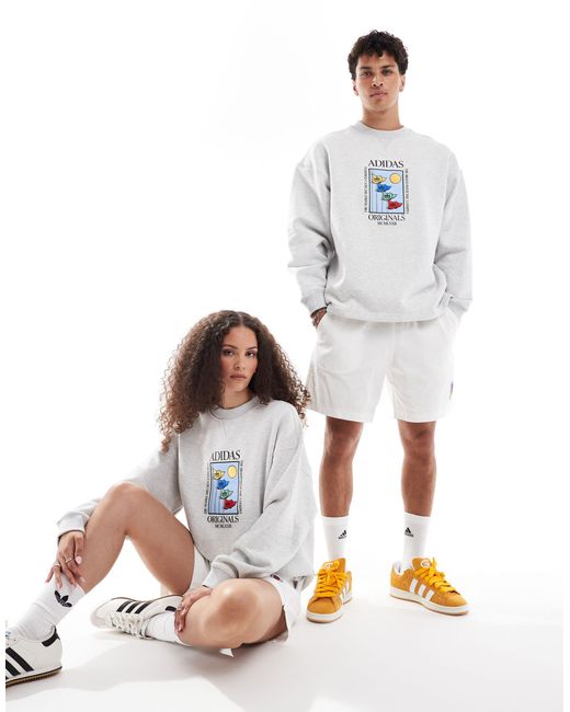 adidas Originals Embroidered Sweatshirt in White Lyst
