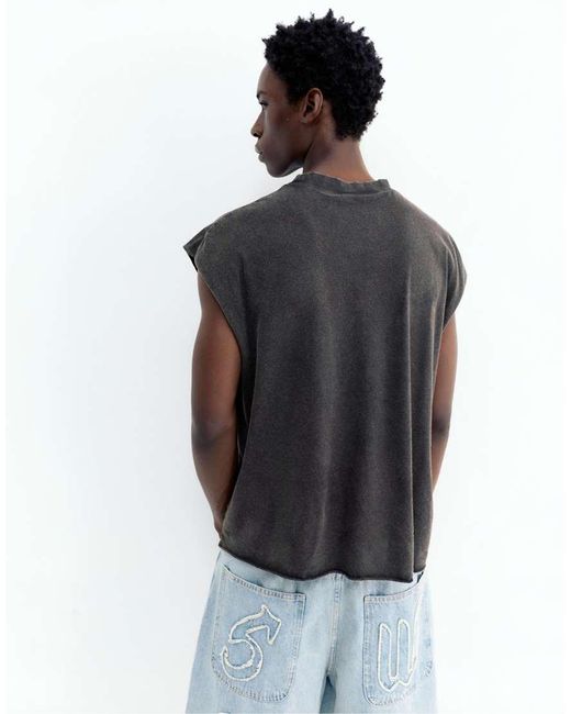 Pull&Bear White Acid Wash Tank Top for men