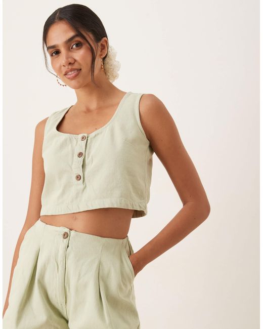 ASOS Natural Denim Vest Top With Button Front